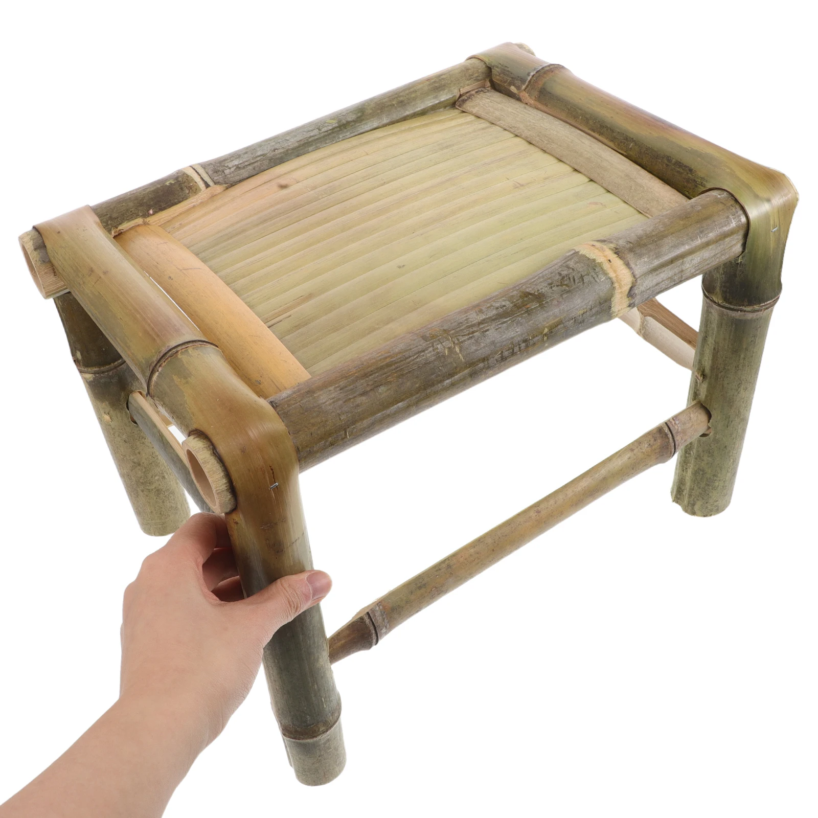 

Traditional Bamboo Stool Handmade Small Low Chair for Indoor Outdoor Balcony Garden Home Decor Lightweight Portable Seating