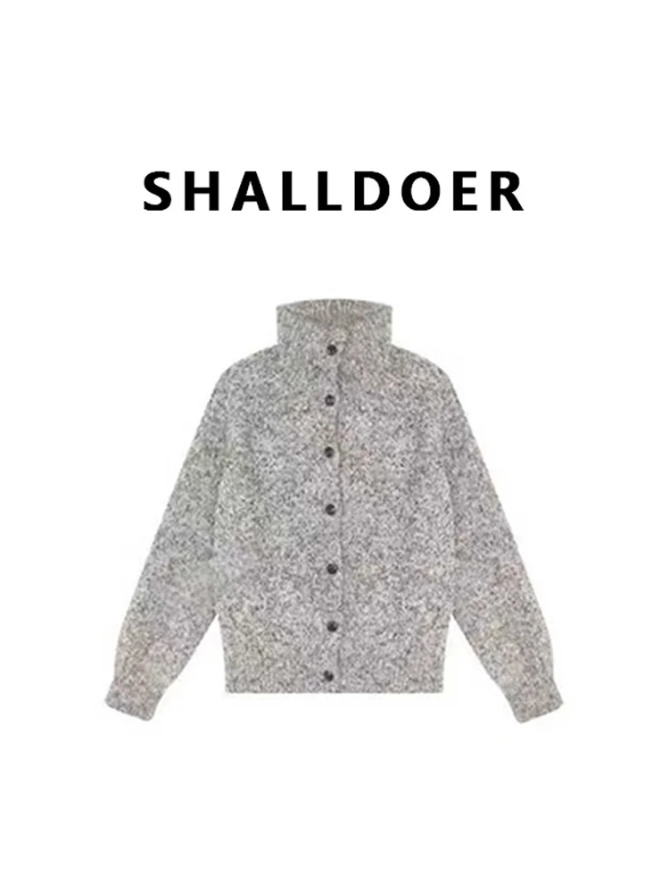 

Модный повседневный вязаный свитер с воротником-стойкой, свободный крой, женский, стильный, зимний, новинка, дышащий, с длинными рукавами, средней плотности