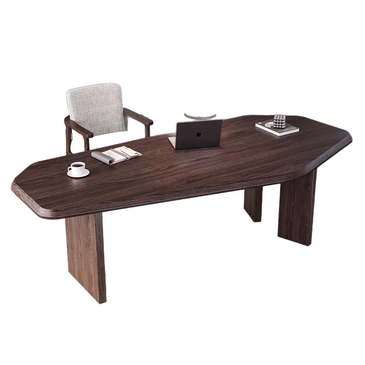 Solid wood minimalist study workbench light luxury high-end writing  designer special-shaped computer desk