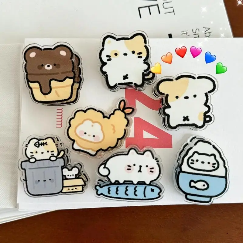 7 Pieces Cute Cartoon Sticky Note Holder Acrylic PP Clips For Student Exam Paper Storage Snack Opening Clips