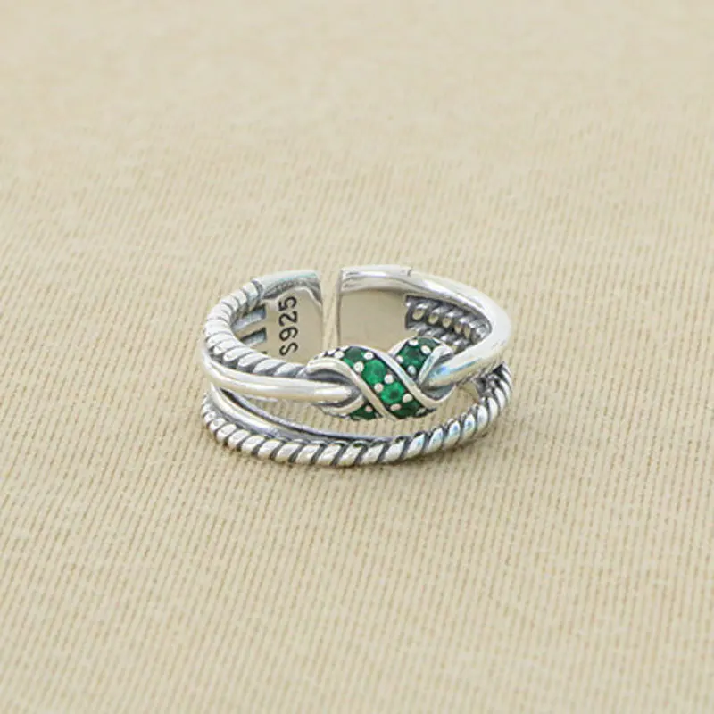 

Fashion double-layer interwoven Fried Dough Twists opening Japanese and Korean 925 sterling silver simple fashion worn ins niche