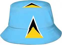 Cute Saint Lucia Flag Bucket Hat Beach Fisherman Hats for Women Men Packable Summer Outdoor Saint Lucian Boonie Cap