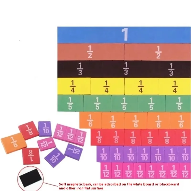 Rompecabezas de fracción magnética EVA forma redonda/forma de tira instrumento de fracciones juguetes educativos de matemáticas Montessori herramienta de aprendizaje de matemáticas