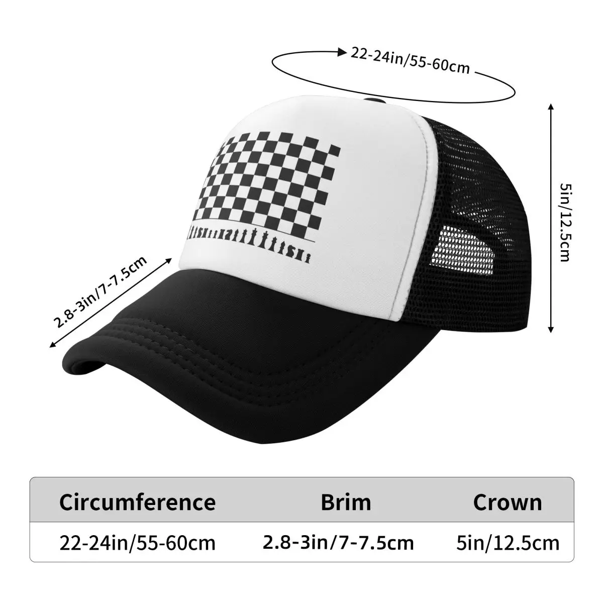 Chess Board Black And White Grid Checkered Cap Fashion Mesh Baseball Caps Adjustable Hat Hip Hop Summer Unisex Baseball Hats