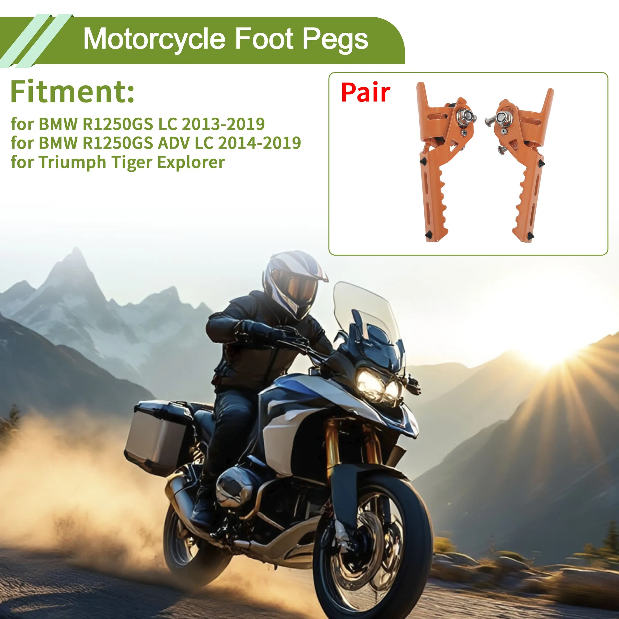 

Motoforti Motorcycle Foot Pegs for BMW R1250GS LC 2013-2019 Front Footrest Orange 1 pair