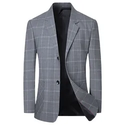 New Spring Autumn Men Plaid Business Casual Blazers Jackets Suits Coats High Quality Man Slim Fit Blazers Jackets Coats Size 4XL