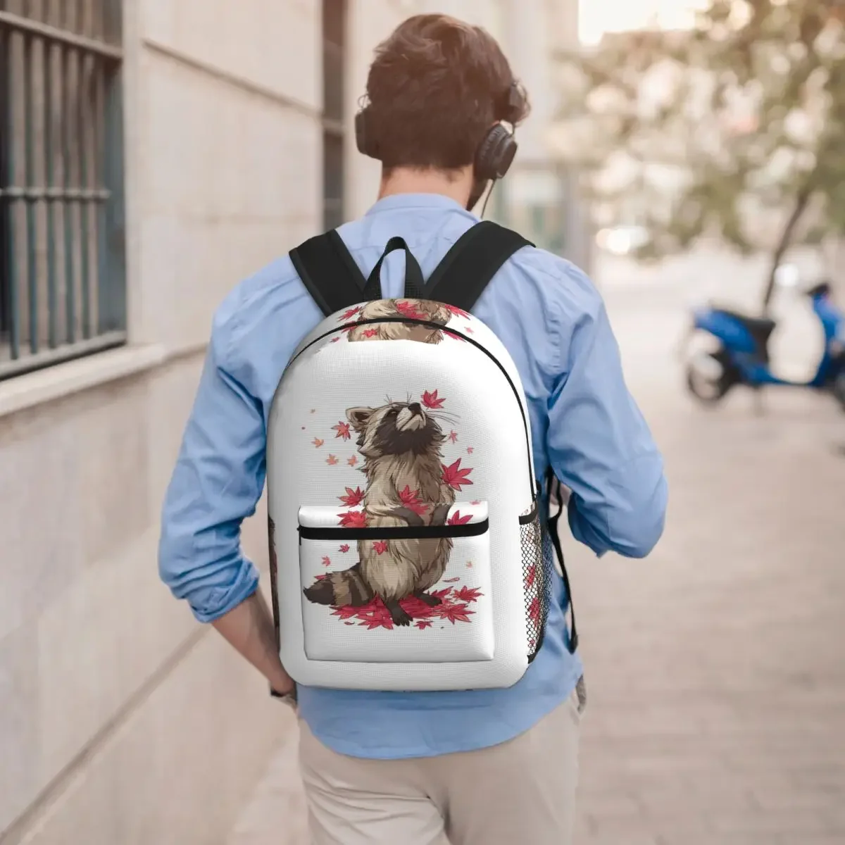 Red Raccoon And Autumn Maple Leaves Backpack Boys Girls BookBag Children School Bag Laptop Shoulder Bags for Men Women