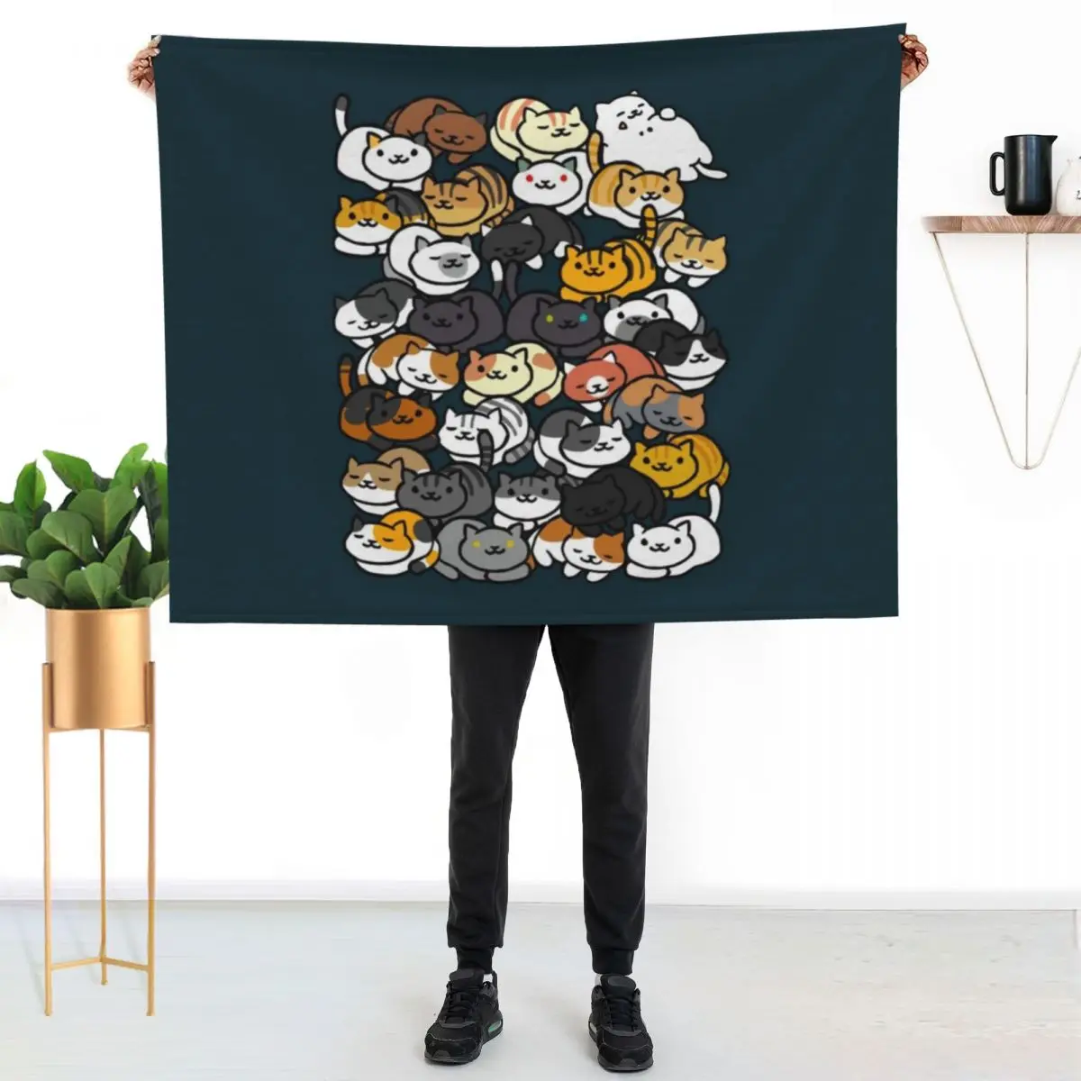 Neko Atsume Sleepy Kitties Throw Blanket Kid'S Thermal Sleeping Bag Moving christmas gifts Luxury Thicken Blankets