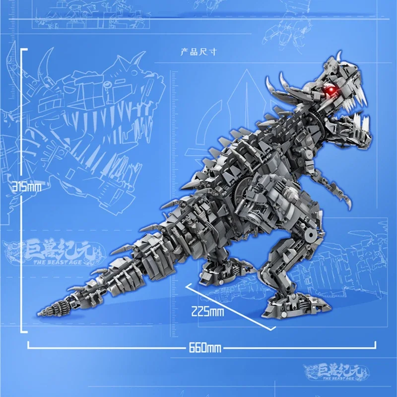 H & HXY ใหม่ QD66001 2649 ชิ้น Mechanical ไดโนเสาร์ Tyrannosaurus Rex ชุด Building Blocks อิฐเด็กคริสต์มาสของเล่นวันเกิด...