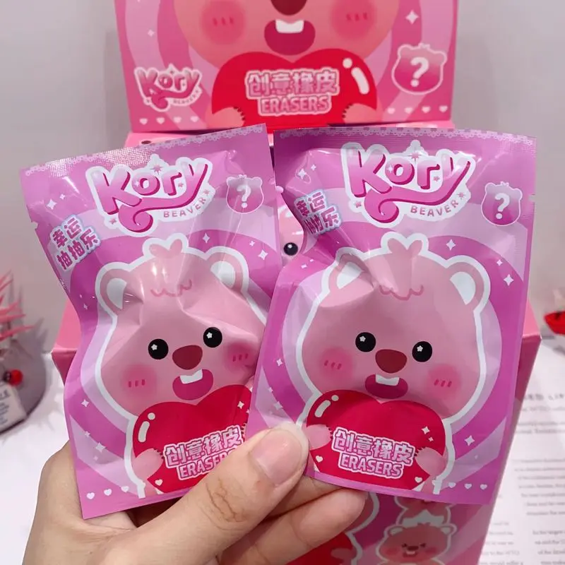 New 32pcs/Box Loopy Capibala Blind Box kawaii Doll Eraser Action Pencil Doll Student Go To School Supplies Stationery Kids Gifts