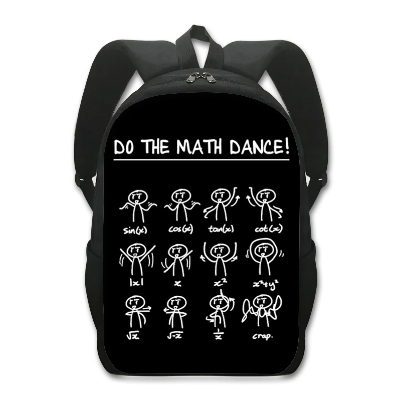 Divertente Algebra Math Dance Moves zaino per adolescenti ragazzi ragazze Daypack Formula matematica borse da scuola per bambini Bookbag per bambini