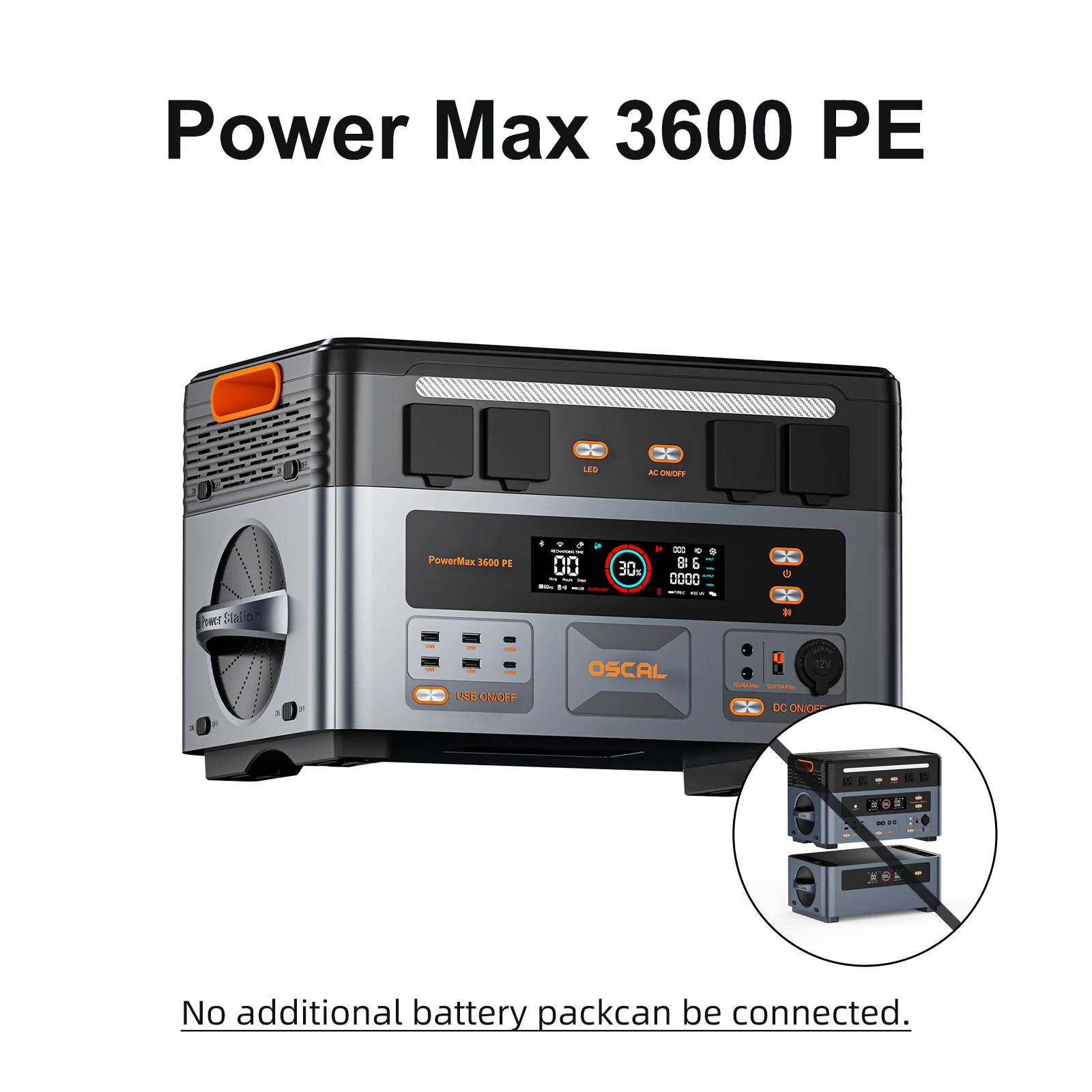 OSCALCamping Powerstation PowerMax3600PE 3600W 2016Wh Solargenerator Netzunabhängiges Solarsystem MPPT Fernbedienung LiFePO4 Batterie App-Steuerung & Überwachung