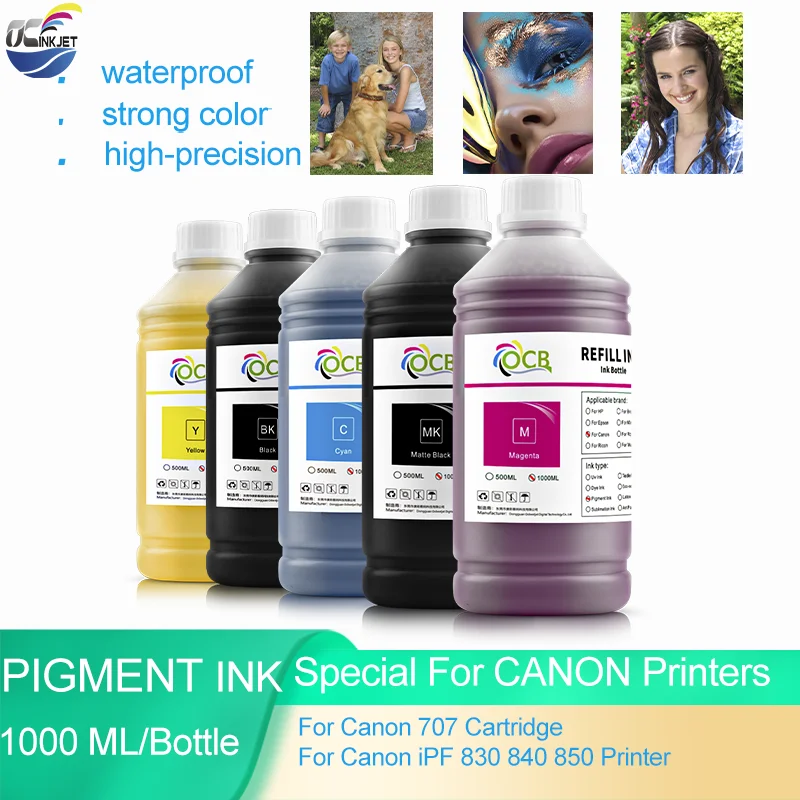 

1000ml Pigment Ink For Canon 707 caitridge for Canon iPF 830 840 850 Printer Refill Ink Free Shipping 5 Colors