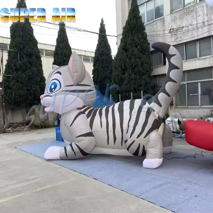 Gato blanco y negro inflable modelo animal inflable de producción popular súper aire a la venta