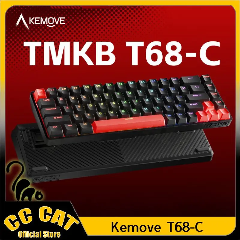 Kemove T68-C Wired Magnetic Switch Mechanical Keyboard Tmkb Rgb Rt Rejustable Low Latency Hot Swap Gaming Keyboard Office Custom