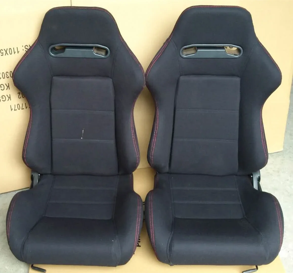 -Adjustable Cloth Black Fabric With Single Slider Upholstery Sports Racing Seat