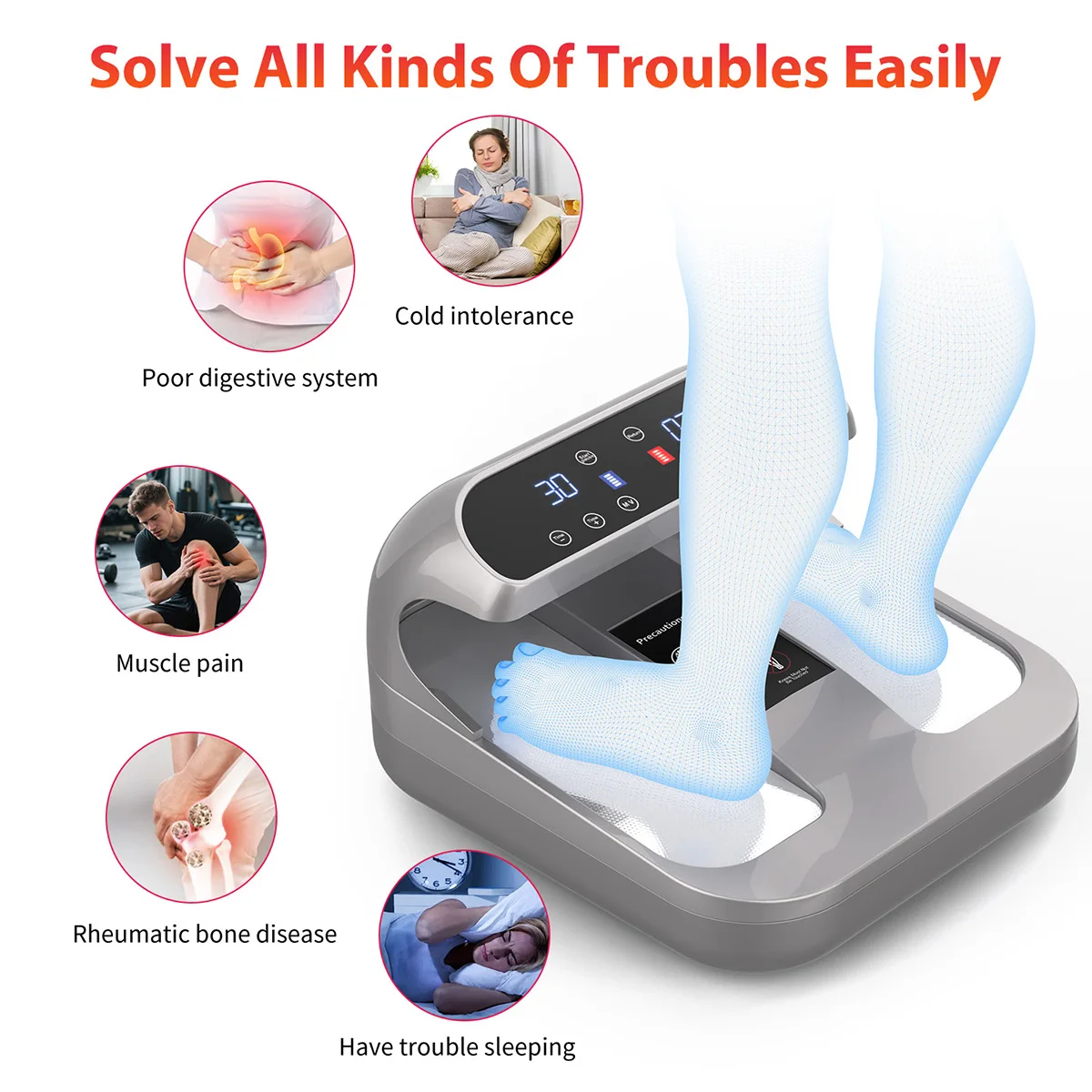 Physical Therapy Terahertz Foot Massager with PEMF Photon Heat Pain Relief Circulation Enhancement Full Body Wellness Home Care