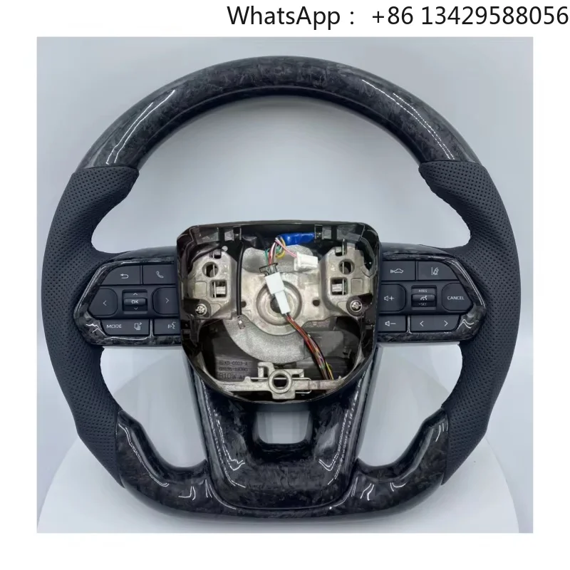 Forged Carbon Fiber Black Leather Car Steering Wheel for Toyota Hilux Revo LC 70 79 Land Cruiser Pick up Fortuner  2017-2021