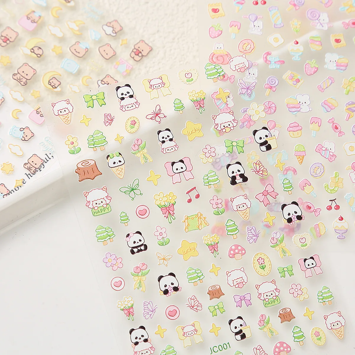 5D Glow in Dark Embossed Nail Stickers 3D Cartoon Cute Waterproof for Children Finger Art Party Home