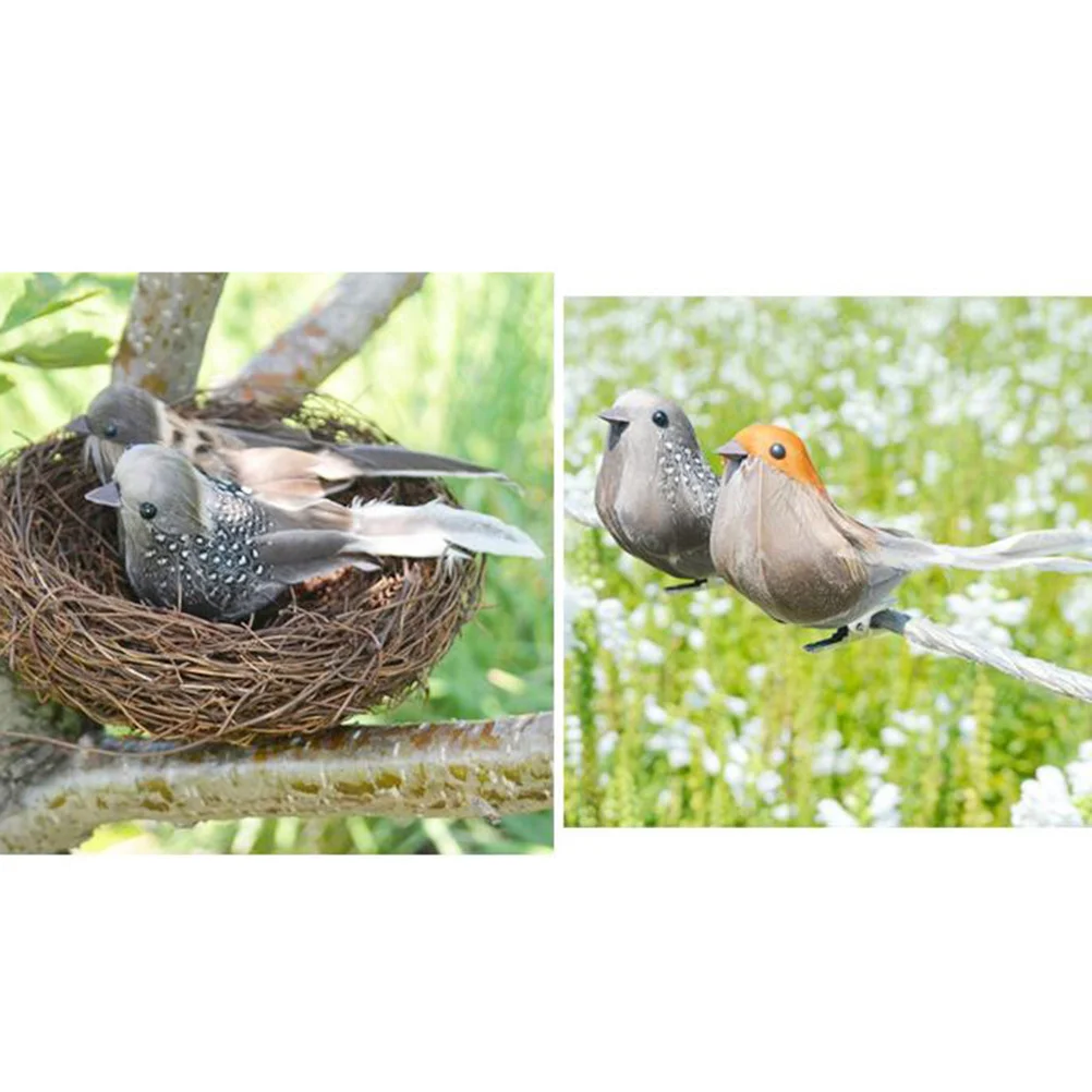 

6Pcs 3D Artificial Birds Fine Workmanship Home Garden Decor DIY Craft Ornament Clip Style Indoor Outdoor Beauty