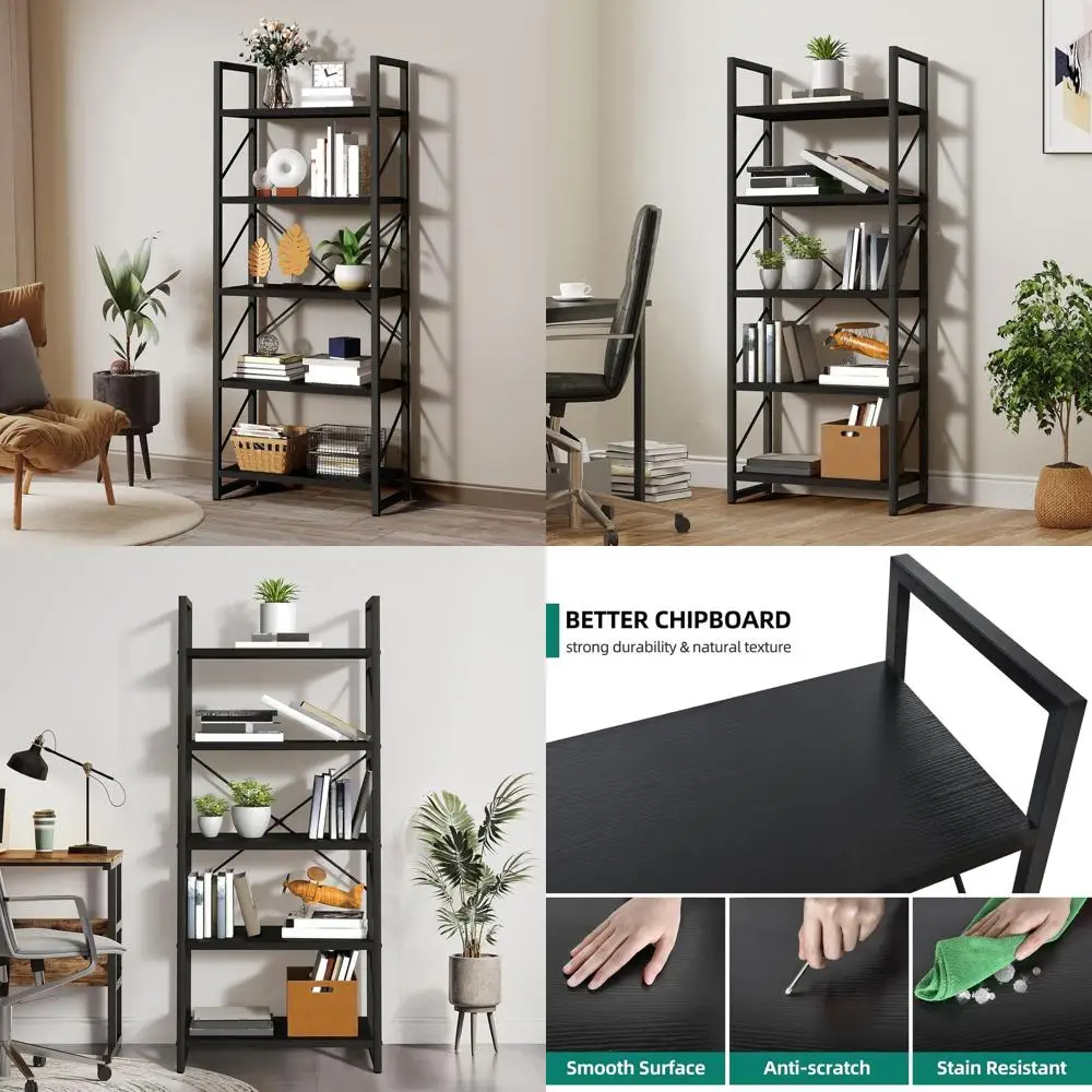 

5 Tiers Bookshelf, Artsy Modern Bookcase, Book Rack, Storage Rack Shelves Books Holder Organizer for Books/Movies in Living Room