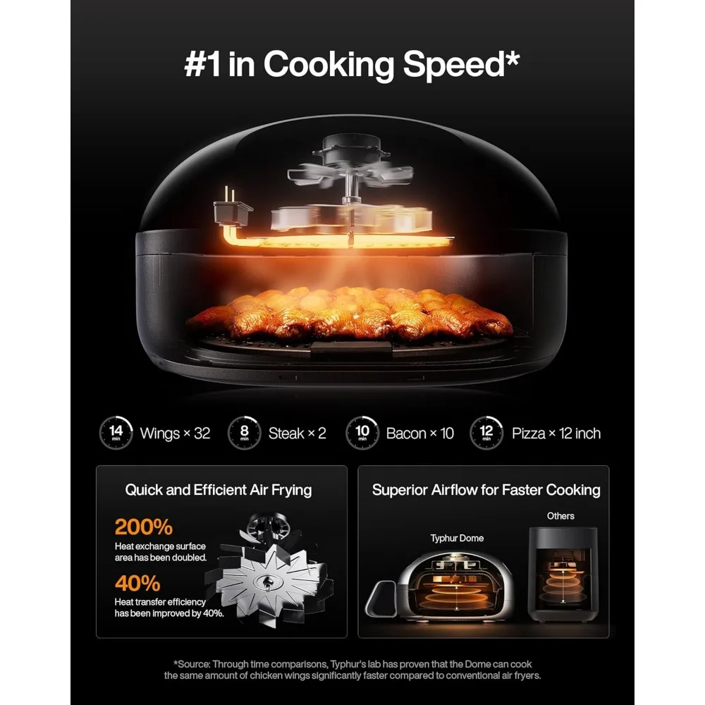 Dome Air Fryer, No.1 Cooking Speed Large Air Fryer with Superior Airflow, Self-cleaning Smart Digital Air Fryer