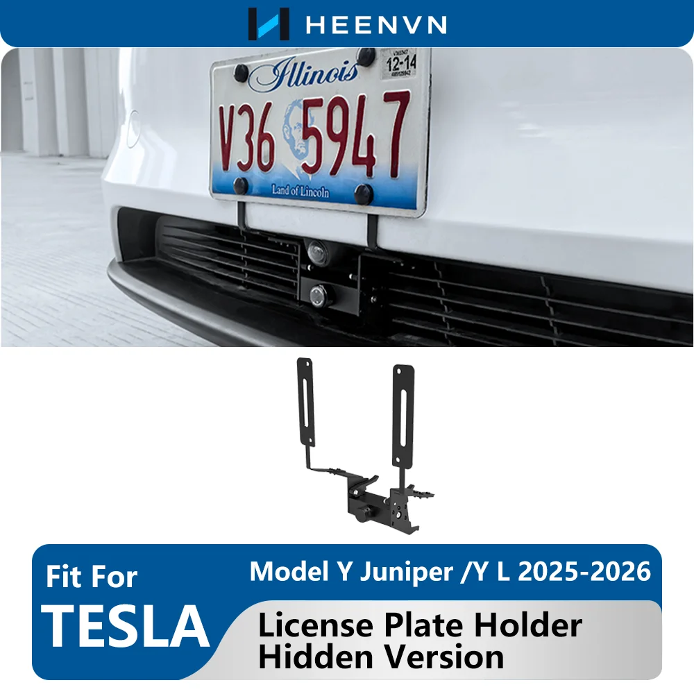 Hidden Version License Plate Holder Bracket Aluminum Alloy For Tesla Model Y Juniper/Y L 2025 2026 Car License Plate Mount Frame