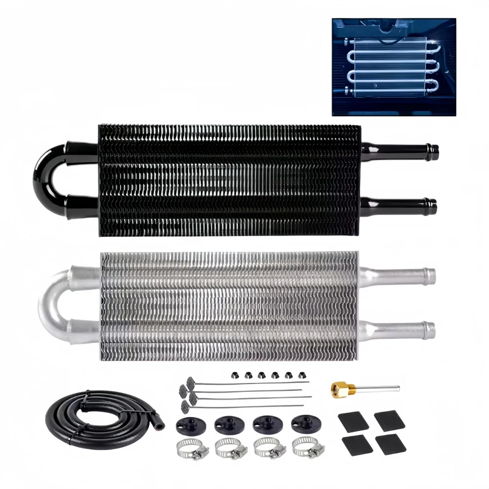 Aluminum Transmission Oil Cooler Kit 5/16 inch Size with 2 Pass Tube and Fin Engineering for General Automotive Cooling Tasks