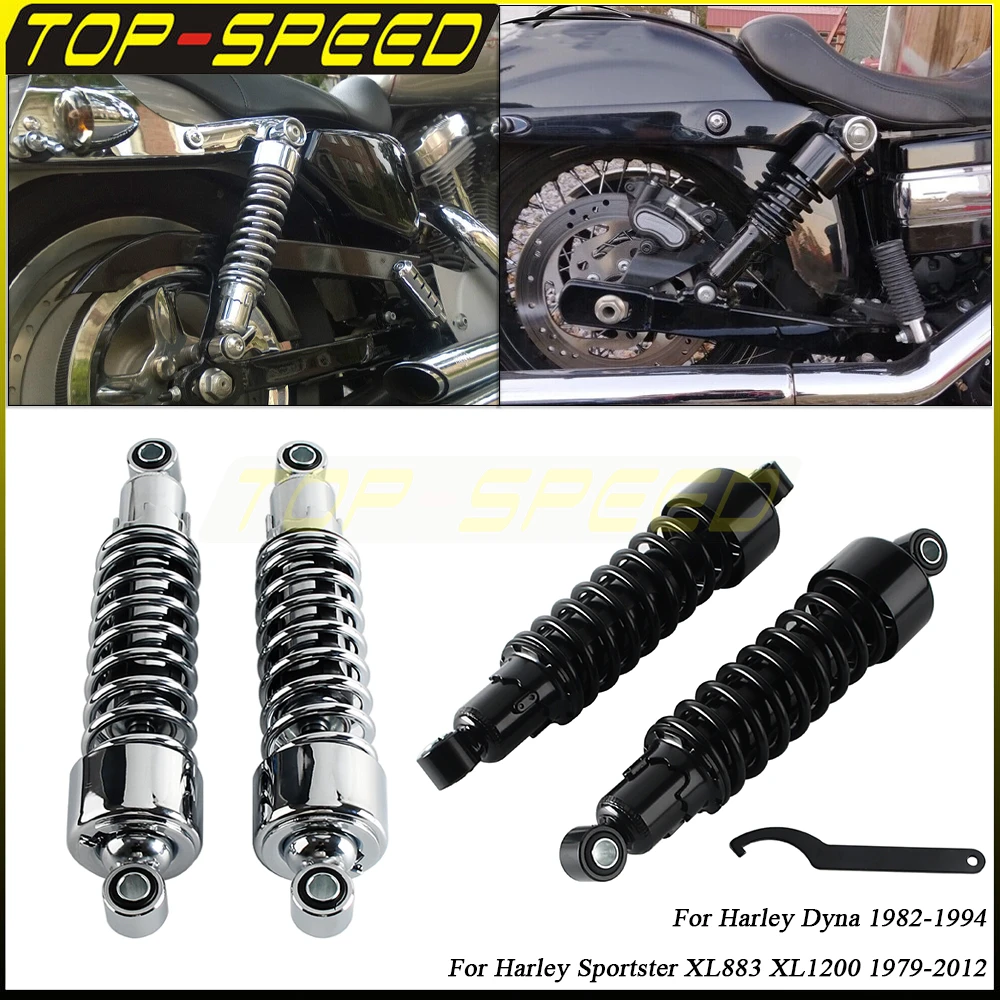 

Motorcycle 11.7" 298mm Rear Shock Absorber Suspension Black/ Chrome For Harley Dyna 1982-1994 Sportster XL 883 XL 1200 1979-2012
