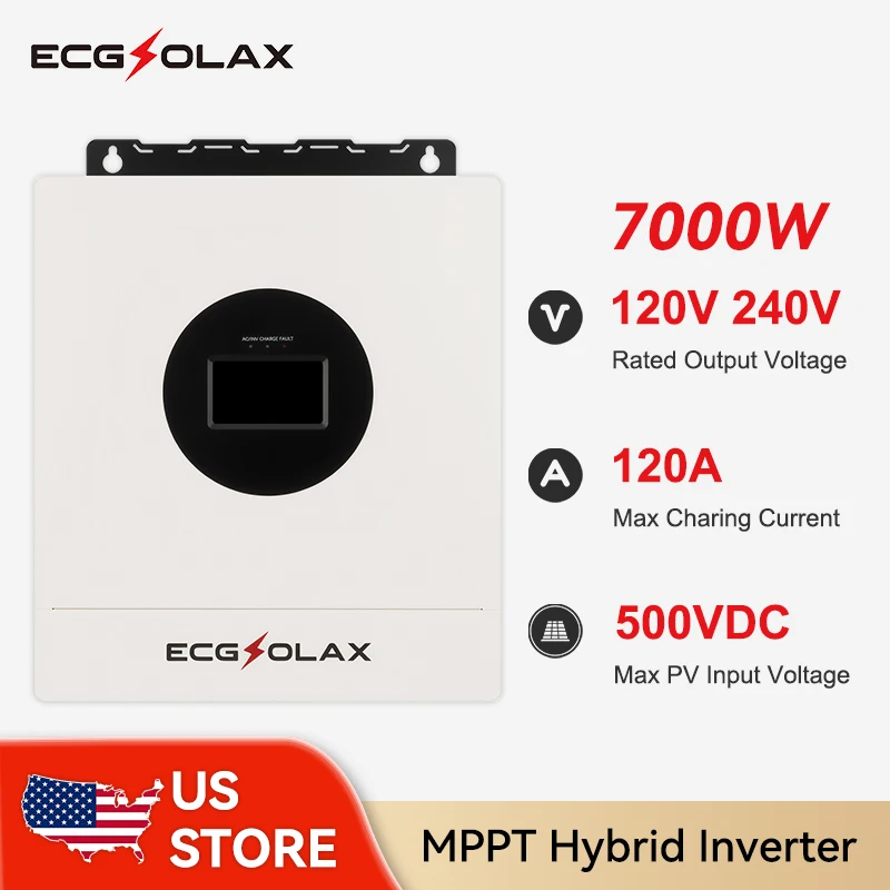 

ECGSOLAX 7000W 110V Hybrid Solar Inverter 48V US Standard Split-Phase 120V/240V Up to 6 Solar Inverters in Parallel