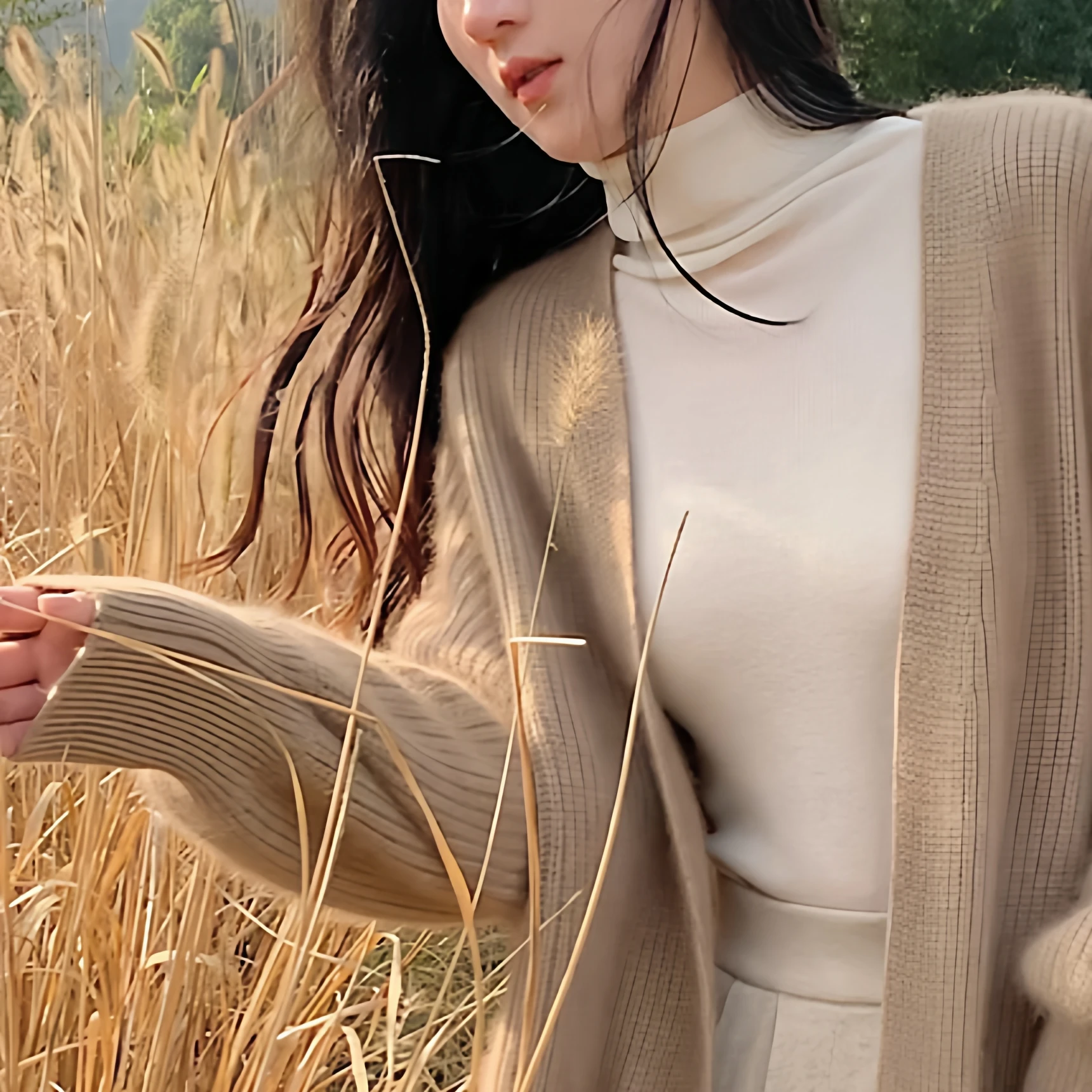 

Long Lantern Sve Open Cardigan Sweater Soft Warm Knitted Outerwear Soft Sle Casual Long Sve Mid-Length Color