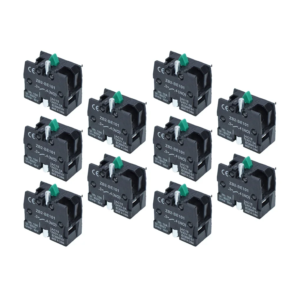 10pcs Pushbutton Switch Auxiliary Contacts Copper Contact NO ZB2-BE101 Normally Closed ZB2-BE102 Button Switch Parts