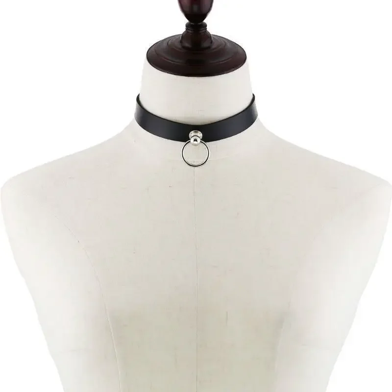 Anime Reze Cosplay Choker PU Necklace Punk Leather Collar Pull Ring Chain Unisex Party Props