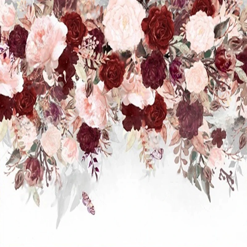 

MU8676 Nordic abstract watercolor rose and American country mural background wall