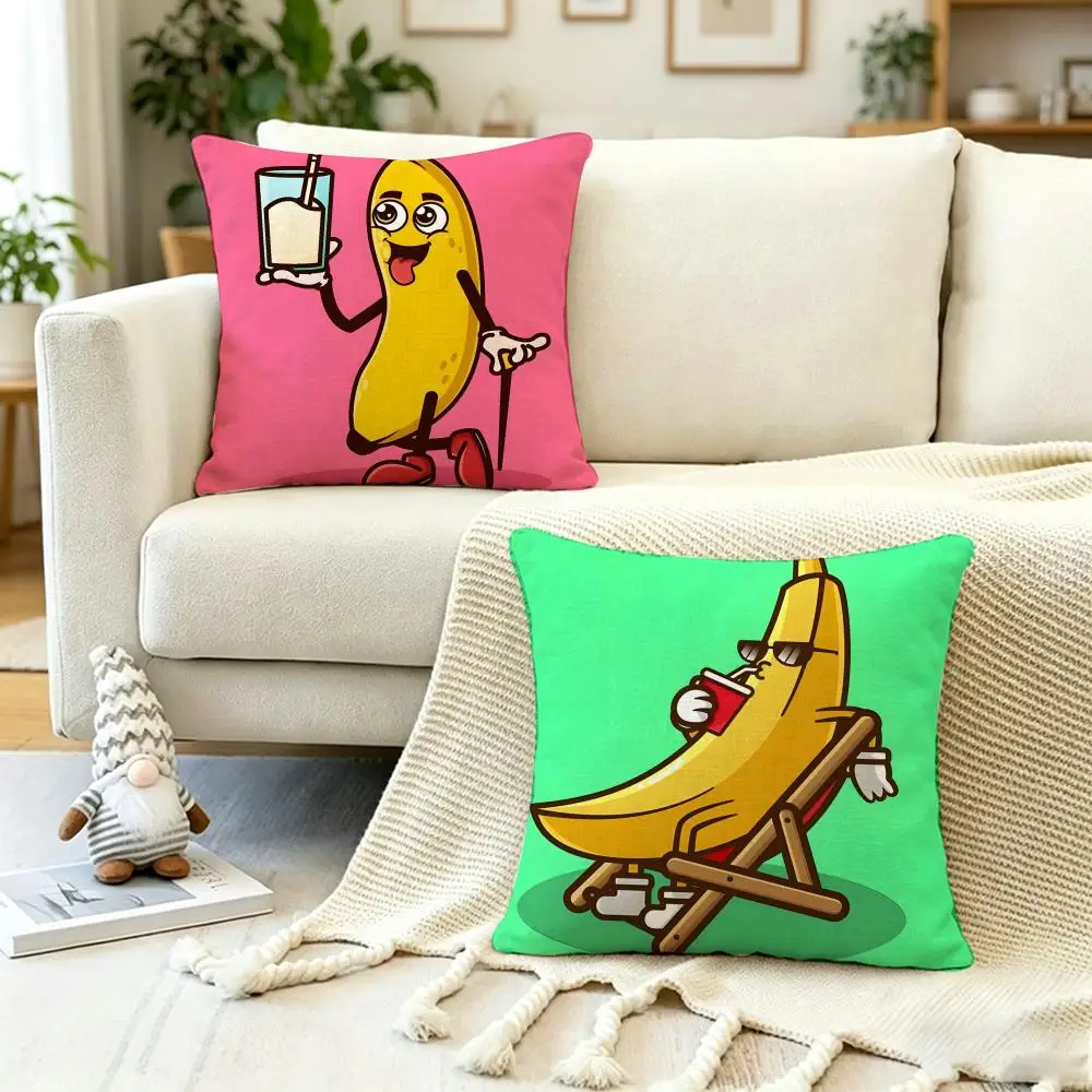 Anime PosterB-Banana P-Person Cushion Cover Anti-dustmite Pillowcase Invisible zipper silky short plush Sofa cushion cover