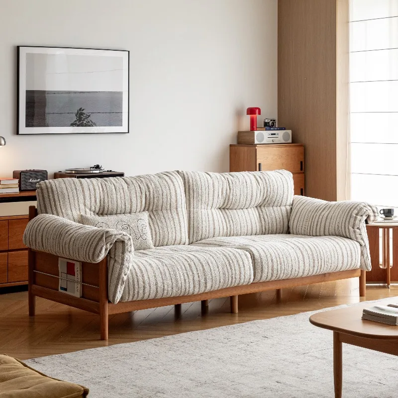 

Modern Vintage Black Living Room Sofa Designer New Three-Seater Upright Sofa