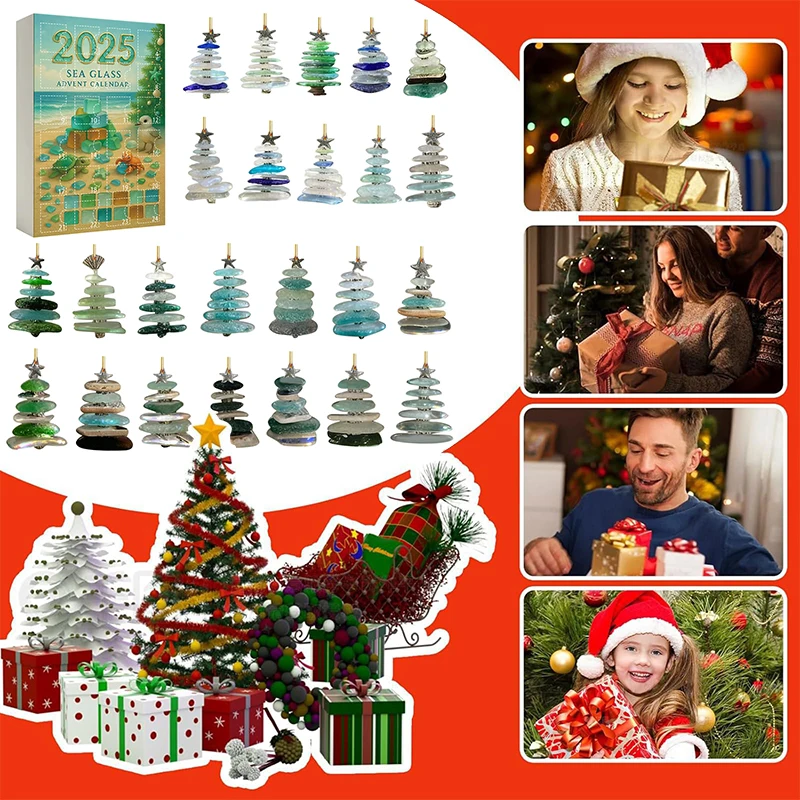 

Интерактивный рождественский календарь обратного отсчета — 24 украшения из морского стекла для ежедневных праздничных развлечений с детьми и семью