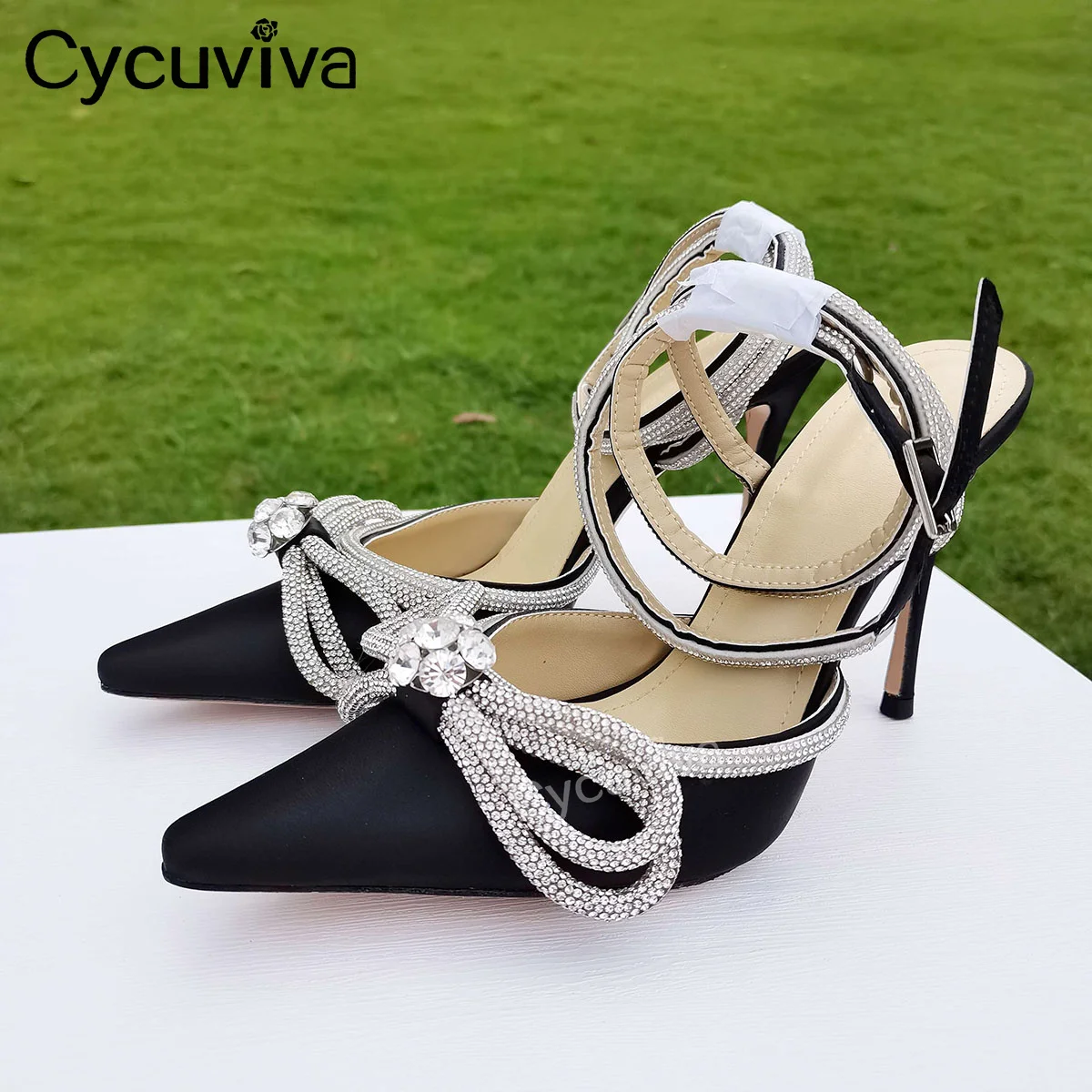 

Summer Pink High Heels Bride Wedding Shoes Woman Pointy toe Crystal Shoes Ladies Sexy Sandals Luxury Party Shoes mujer