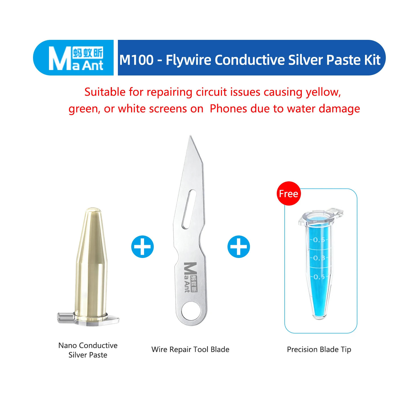 MAANT M100 Flywire Conductive Silver Paste Excellent Adhesion High Conductivity Nano Silver Conductive Paste Set