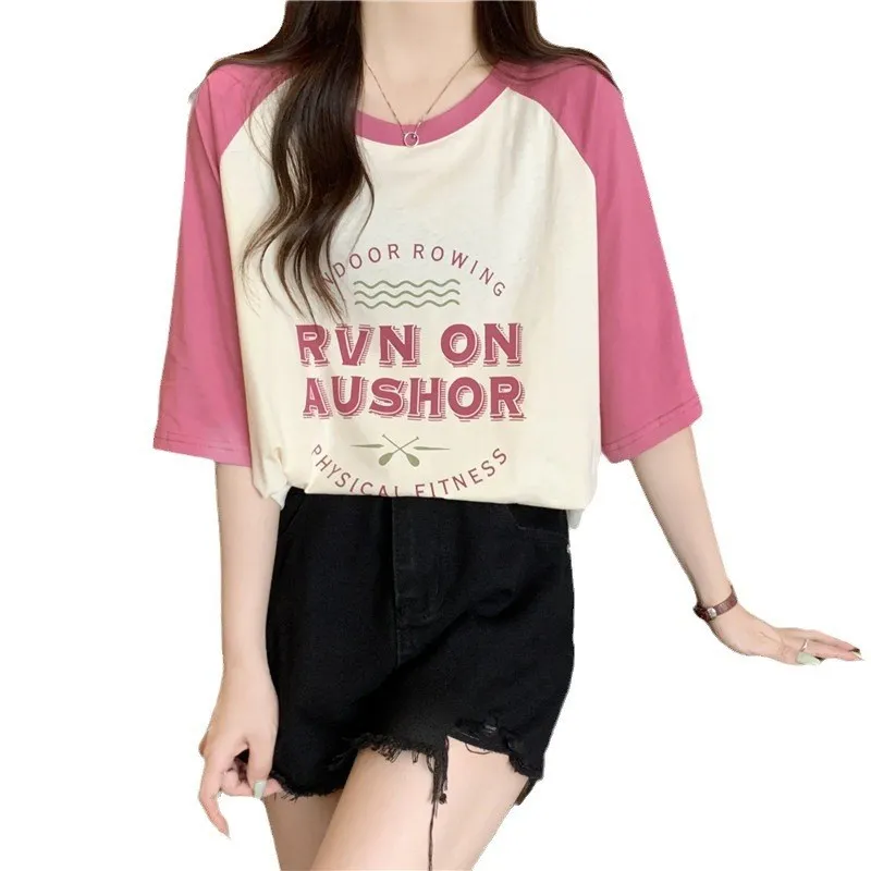 Large Size Women's Summer Cotton T-irt Relaxed oulder Cutouts Print ort Sve Casual Comfortable Fit Tee