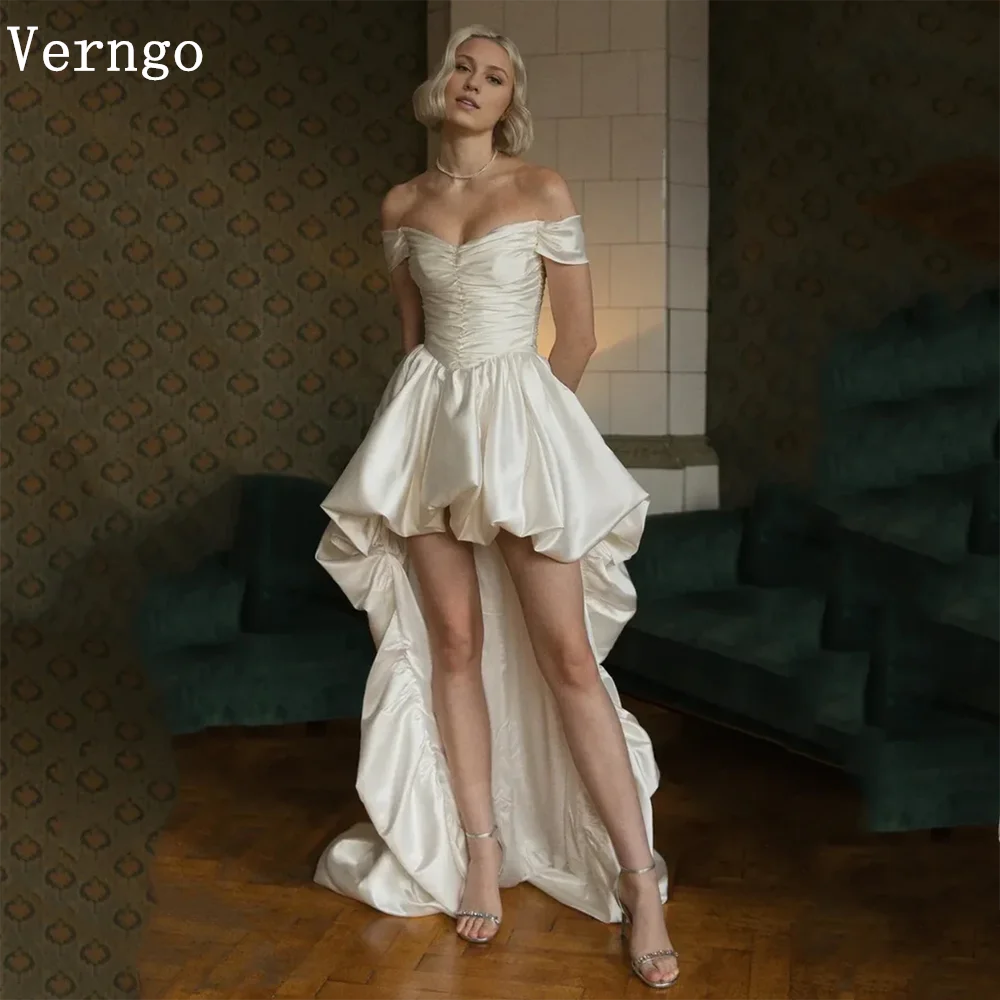 

Verngo lvory Taffta Wedding Dress Off The Shoulder A Line Bridal Gowns Elegant Zipper Bride Dresses Customized