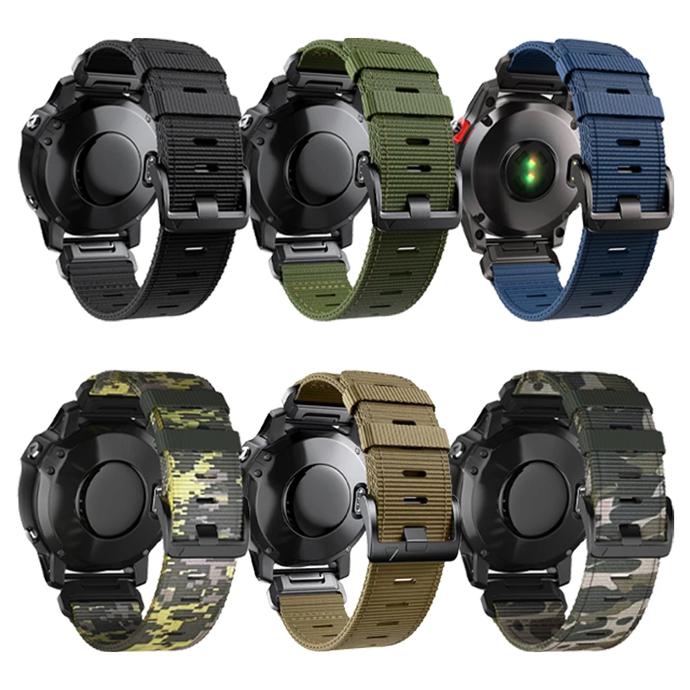 22mm 26mm Nylon QuickFit Wristband For Garmin Fenix 8X 7 6 5xpuls Forerunner 970 Strap Quatix/Tactix 8 Enduro3 Epix Pro Bracelet