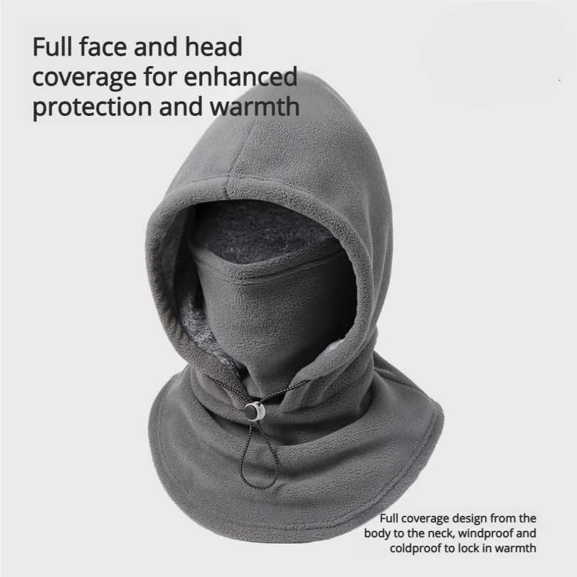 Autumn And Winter Warm One-piece Hat For Men And Women Motorcycle Riding lined And Thickened Windproof Hat Face Neck And Ear Pro