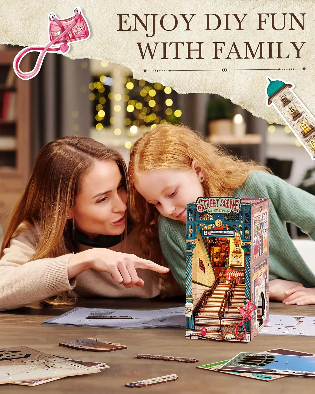 Robotime diy livro nook kits metrô urbano cena de rua casa em miniatura kits 3d quebra-cabeça de madeira booknook presente decorativo para adultos