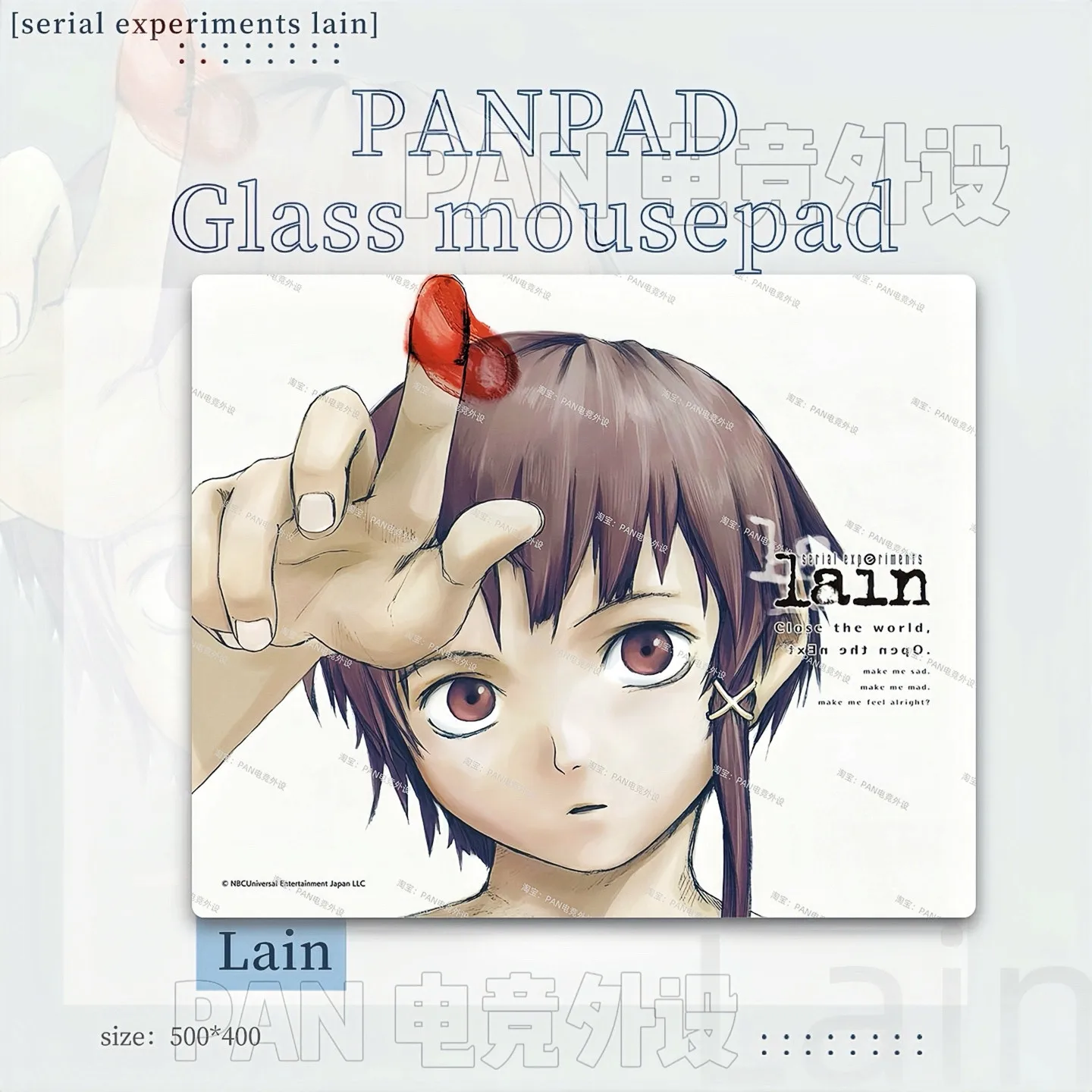 PAN Esports Lain Glass Mousepad Smooth and Speed Mouse Pad Coating Full Coverage Primer For TTK APEX CSGO PC Accessories Gifts