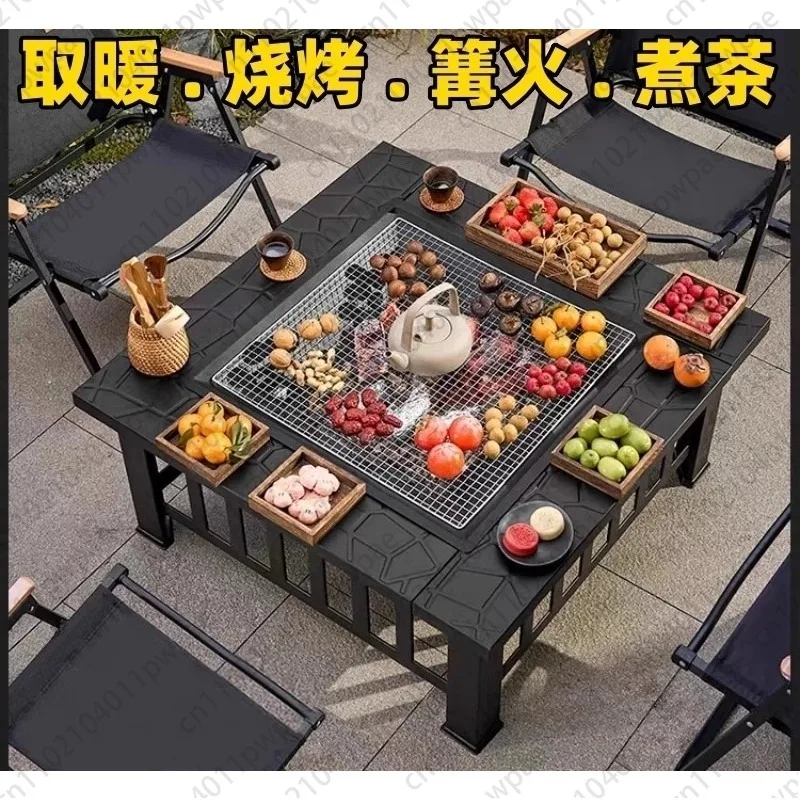 2025 موقد مستدير جديد طاولة شاي شواية باربيكيو موقد فحم ، فناء خارجي موقد منزلي شواية شواء داخلية #2