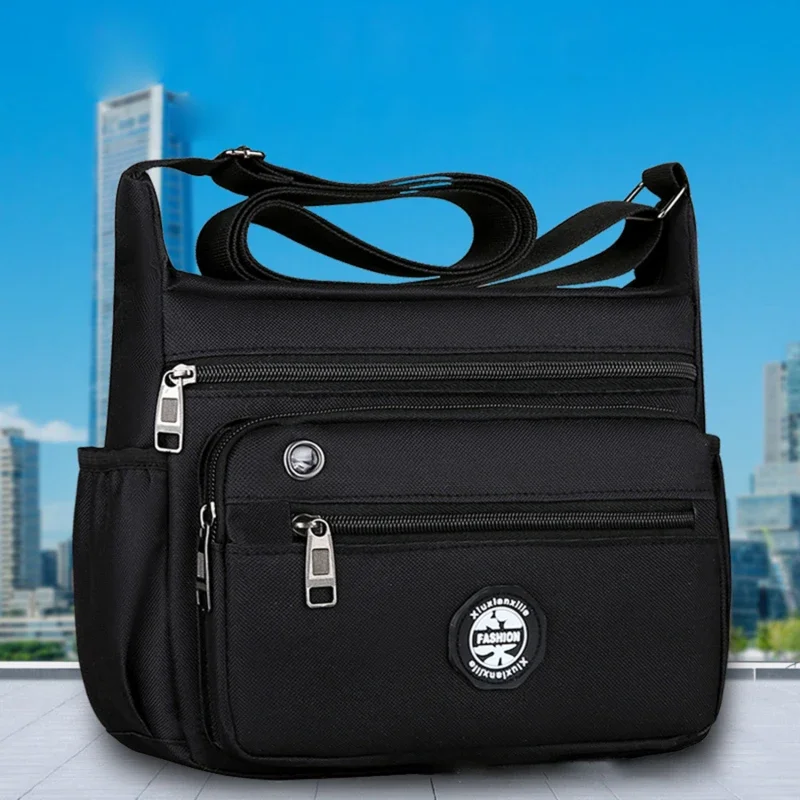 

New Men's Crossbody Bag Leisure Oxford With Zip Shoulder Bag Multi-function Portable Simple Crossbody Mobile Phone Bag