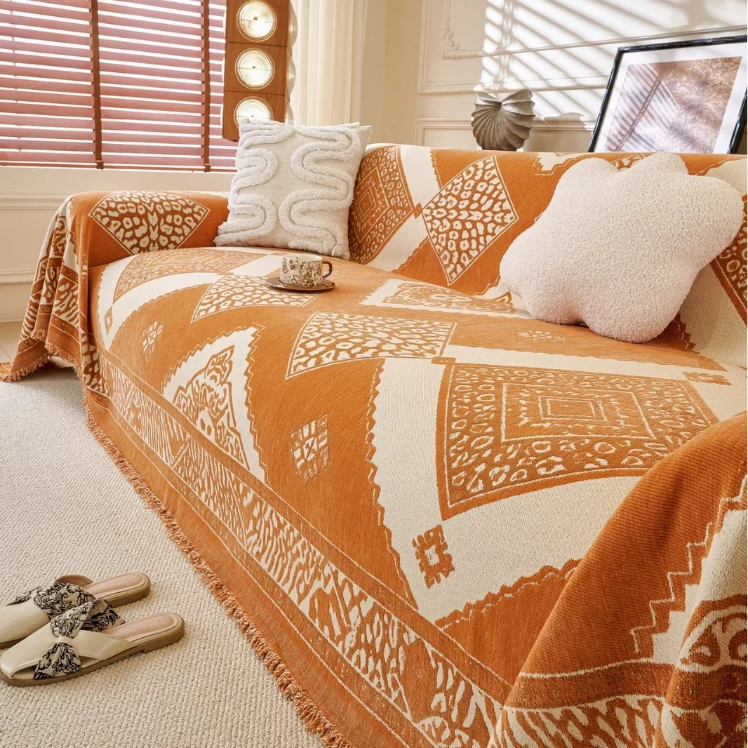 Home Sofa Towel Blanket Full Cover Thick Chenille Sofa Cover Cat Resistant One Piece Design Elegant Stitch for 2/3/4 Seater