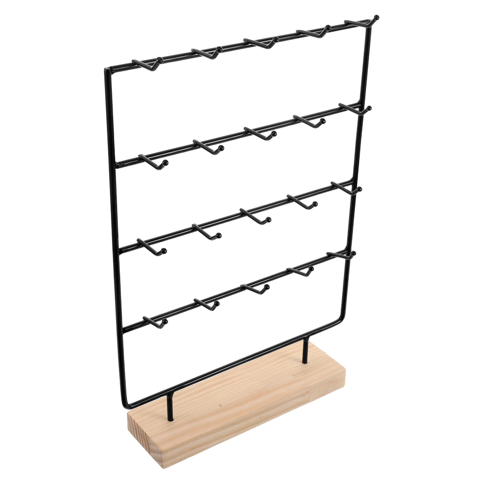 

Wrought Iron Jewelry Stand Bracelet Holder Organizer Earring Rack Display Card Earrings Wood Black