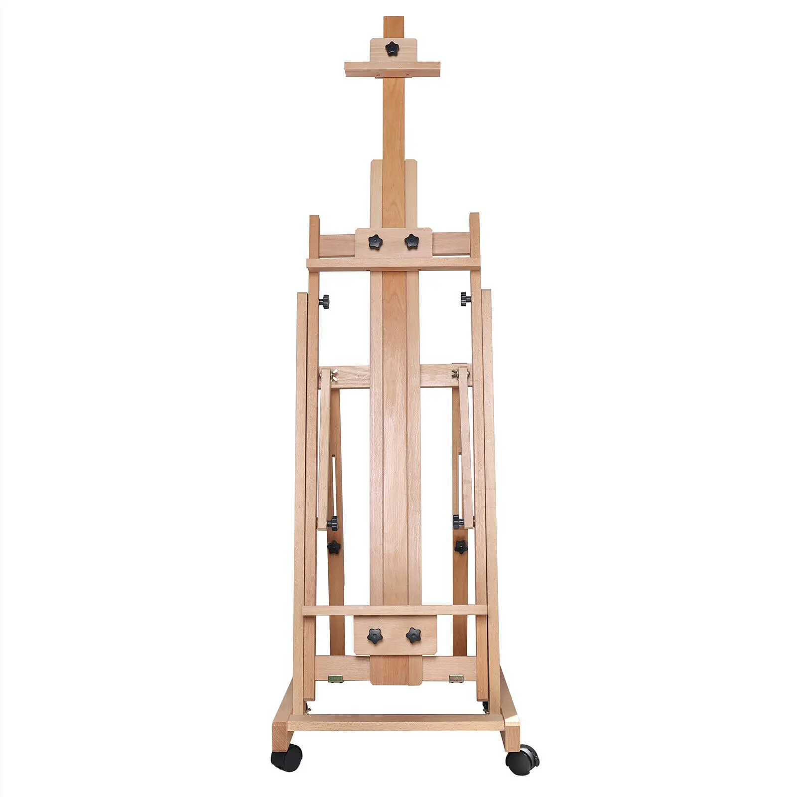 Wooden H-Frame Easel, Adjustable 56" to 91" Height, Movable Artist Stand for Studio Painting and Display